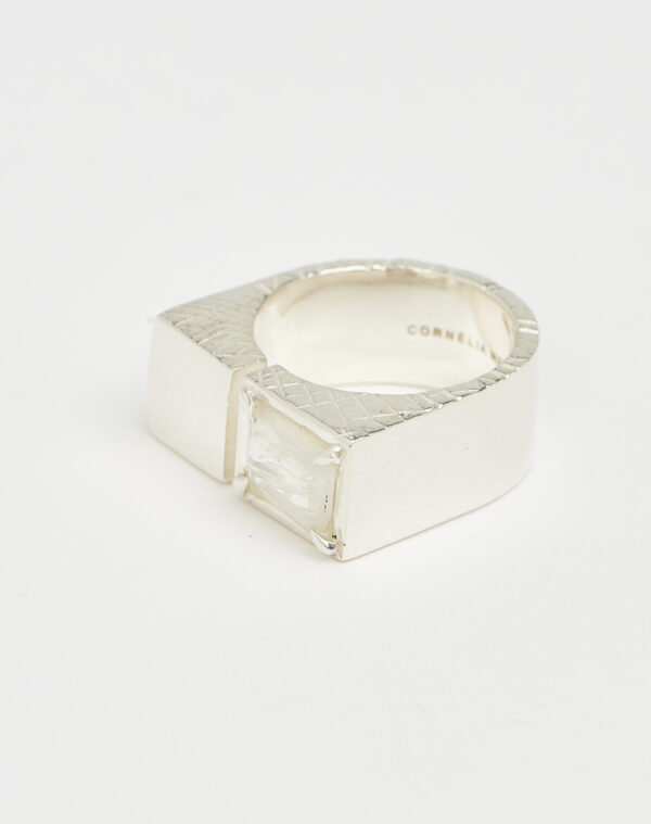 Slized square ring silver - Cornelia Webb