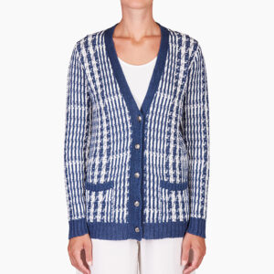 Knit Jacquard cardigan - navy/white - ROBERTO COLLINA
