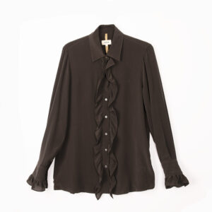 Celespra frilled dark brown blouse - DIEGA