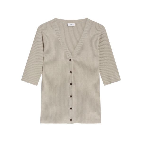 Vneck knitted cardigan short sleeve grey veneer - CLOSED