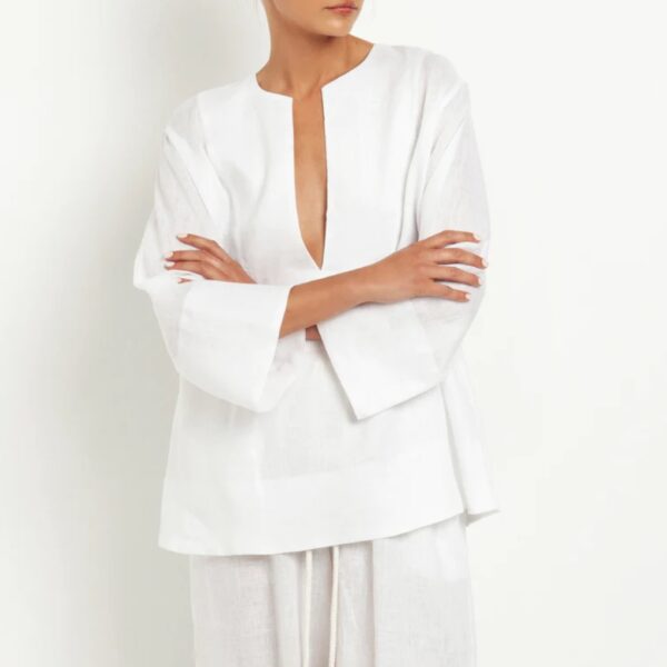 Tunic linen white - GREEK ARCHAIC KORI - Image 2