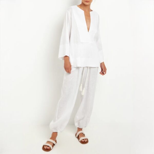 Tunic linen white - GREEK ARCHAIC KORI - Image 3