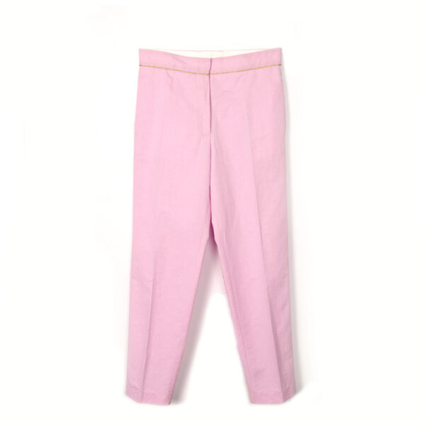 Trousers cotton/linen/twill pink gold piping - FORTE_FORTE