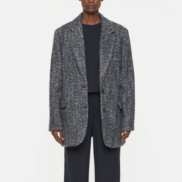 Jacket wool black/white herringbone - CLOSED - Image 3