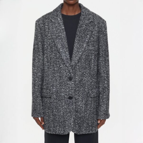 Jacket wool black/white herringbone - CLOSED - Image 2