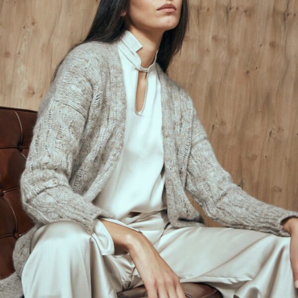 Silk satin polo light beige - GRAN SASSO - Image 2