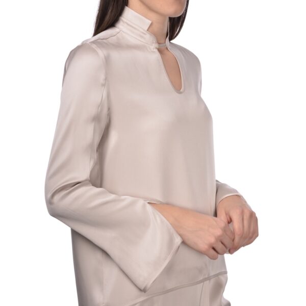 Silk satin polo light beige - GRAN SASSO