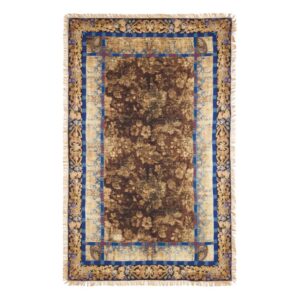 Silk shawl Aloeuw Fringe blue brown - PIERRE-LOUIS MASCIA