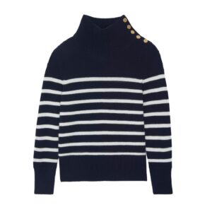 Sweater MARGOT cashmere mariniere navy white - KUJTEN