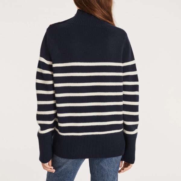 Sweater MARGOT cashmere mariniere navy white - KUJTEN - Image 4