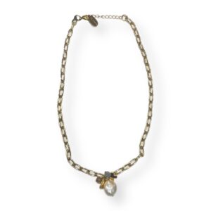 Chain necklace pearl/stones gold - ROSANNA DE LA RIVA