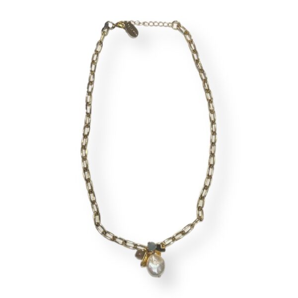 Chain necklace pearl/stones gold - ROSANNA DE LA RIVA