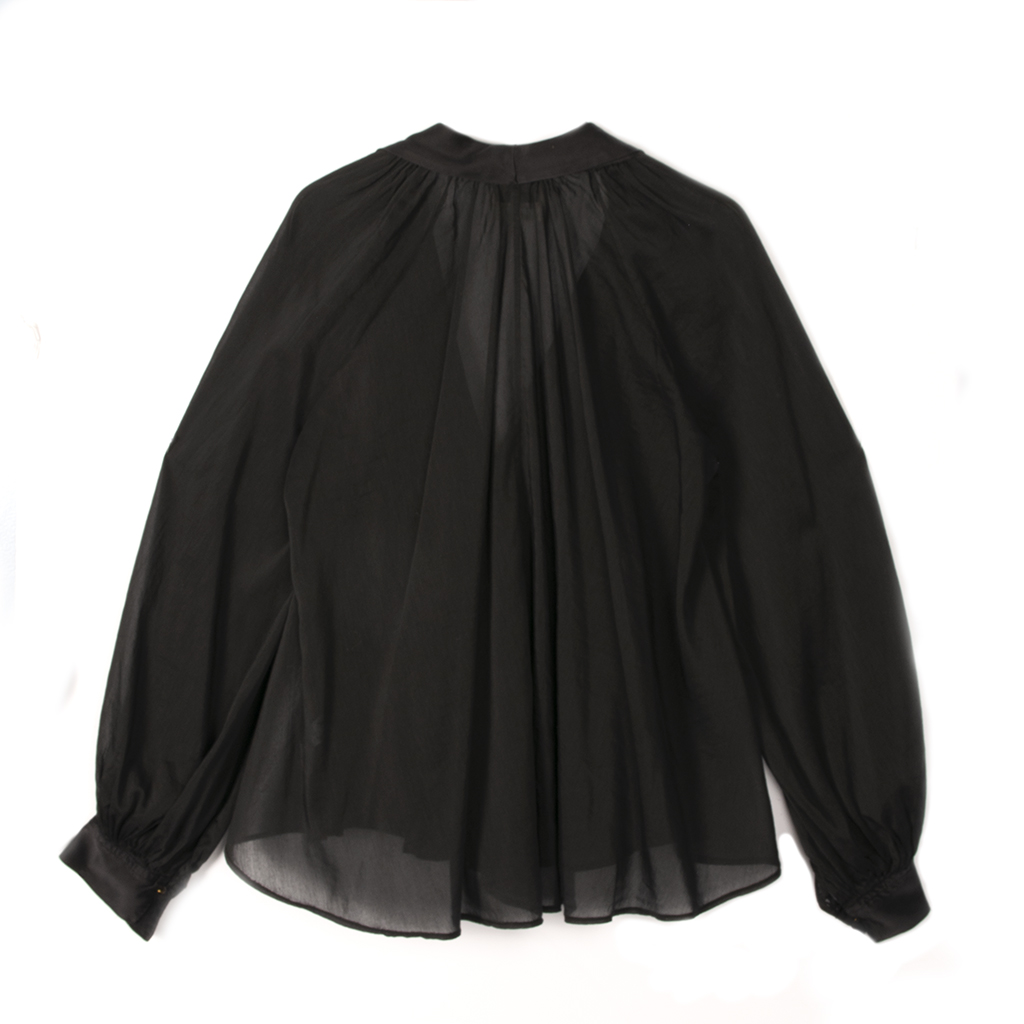 Shirt silk voile bohemian silk details black- FORTE FORTE – Irmas Hus