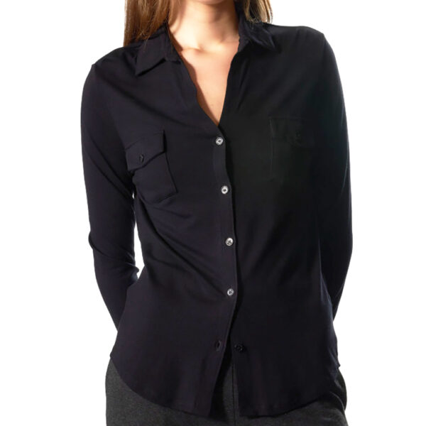 Shirt cotton-cashmere black - MAJESTIC - Image 2