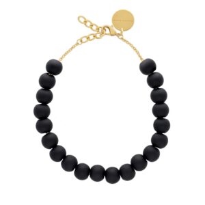 Small beads necklace short matt black - VANESSA BARONI