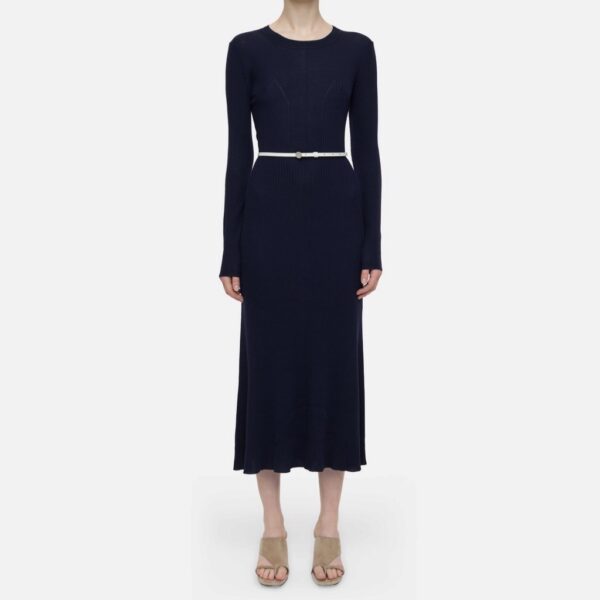 Crew Neck Long Sleeve Dress Navy - CLOSED