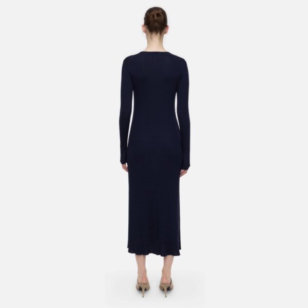 Crew Neck Long Sleeve Dress Navy - CLOSED - Image 3