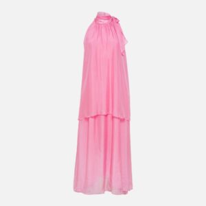 Dress long sleveless draped silk viscose pink - SEVENTY