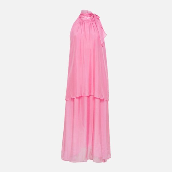 Dress long sleveless draped silk viscose pink - SEVENTY