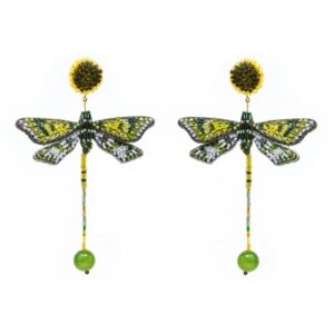 Green Dragonfly Earrings - TROVELORE