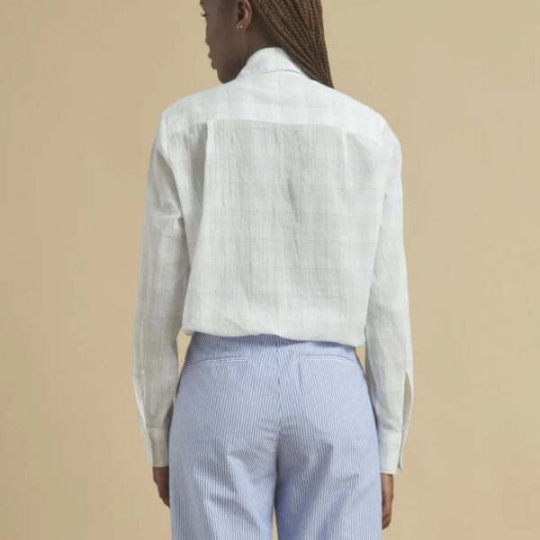 Shirt ruffle checked white light blue - DIEGA - Image 3