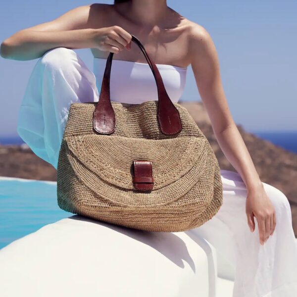 Raffia bag LAZA II brown - IBELIV - Image 5