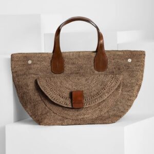 Raffia bag LAZA II brown - IBELIV