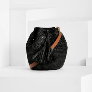 Raffia bag HAINGO black - IBELIV