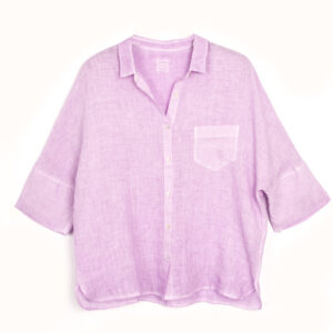 Shirt linen short sleeve lavander soft fade - 120% LINO