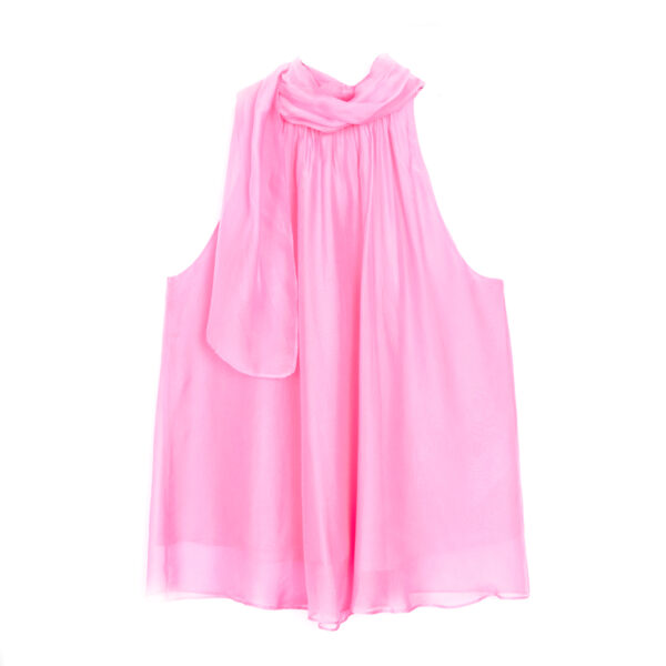 Top sleveless draped silk viscose pink - SEVENTY - Image 2