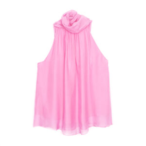 Top sleveless draped silk viscose pink - SEVENTY