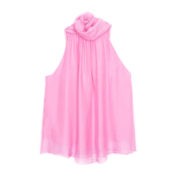 Top sleveless draped silk viscose pink - SEVENTY