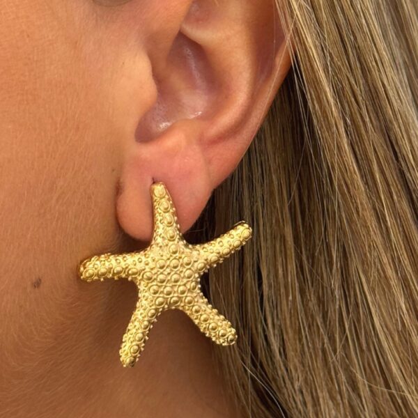 Earrings starfish matt gold - ROSANNA DE LA RIVA - Image 2