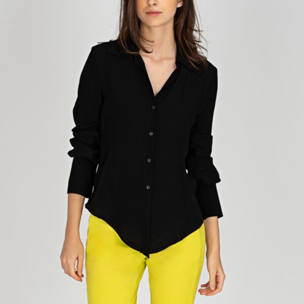 Shirt slim-fit viscose black - DONDUP - Image 3
