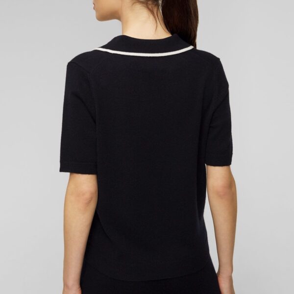 Wool cashmere v-neck polo black - ALLUDE - Image 8