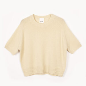 Cashmere cropped short sl sweater vanilla - ALLUDE