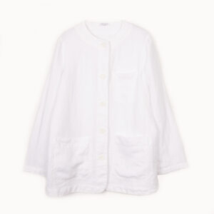 Linen jacket collarless white - ASPESI