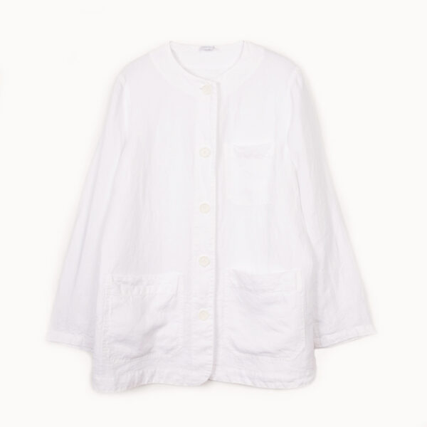Linen jacket collarless white - ASPESI