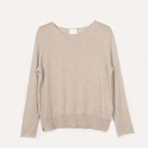 Wool boatneck sweater greige - ALLUDE