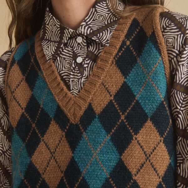 V-neck vest PUMEO green camel aqua - DIEGA - Image 3