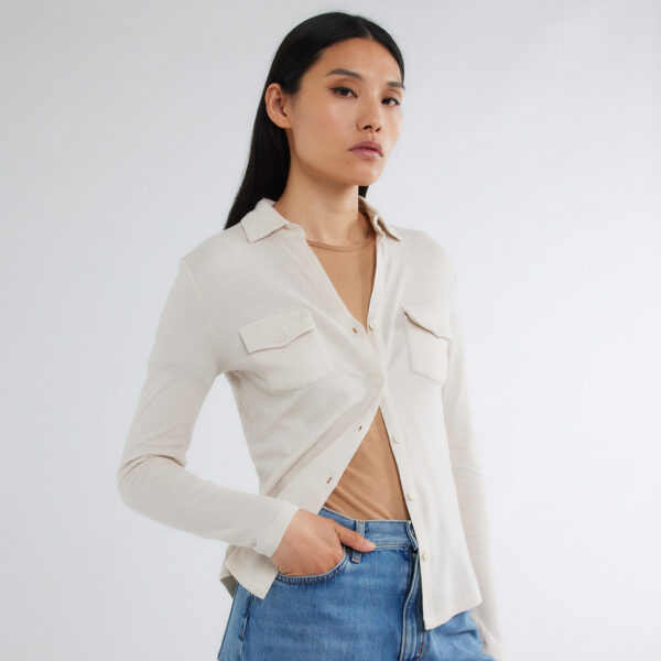 Shirt cotton-cashmere greige - MAJESTIC - Image 3