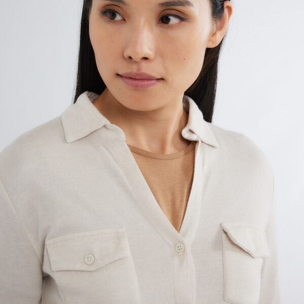 Shirt cotton-cashmere greige - MAJESTIC - Image 4