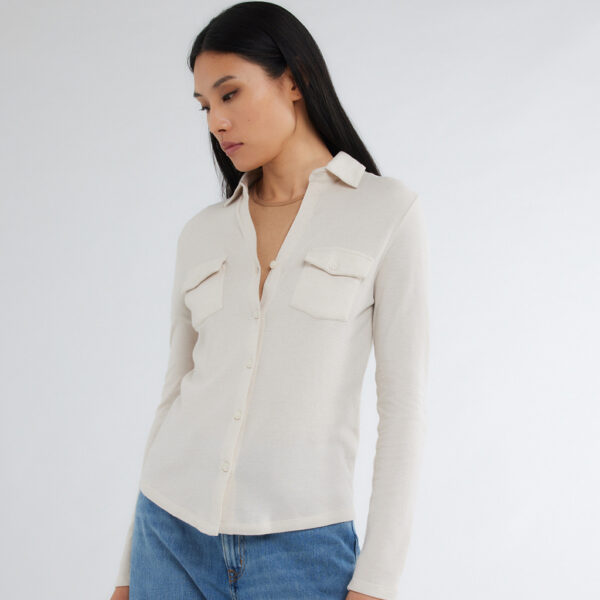 Shirt cotton-cashmere greige - MAJESTIC - Image 6