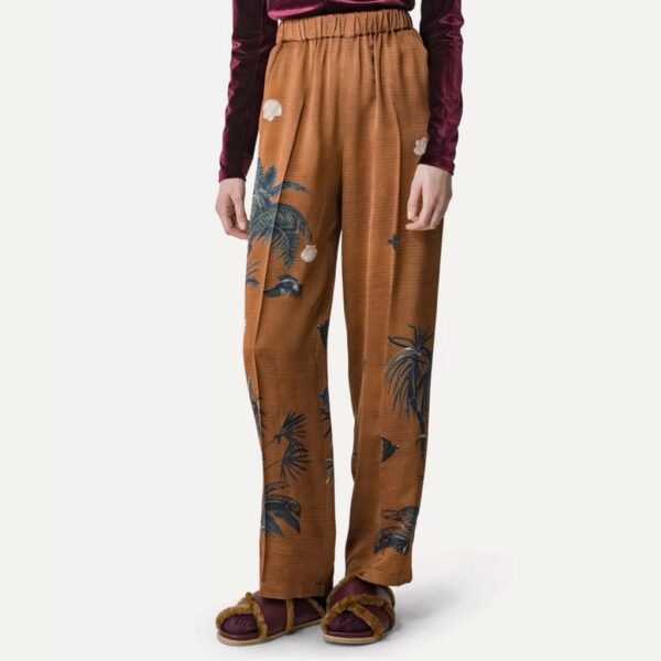 Satin pants brown print - FORTE-FORTE - Image 2