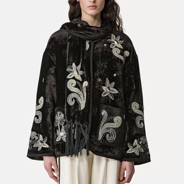 Black velvet embroidered jacket - FORTE-FORTE - Image 2