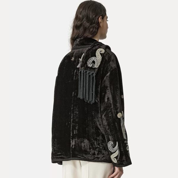 Black velvet embroidered jacket - FORTE-FORTE - Image 3