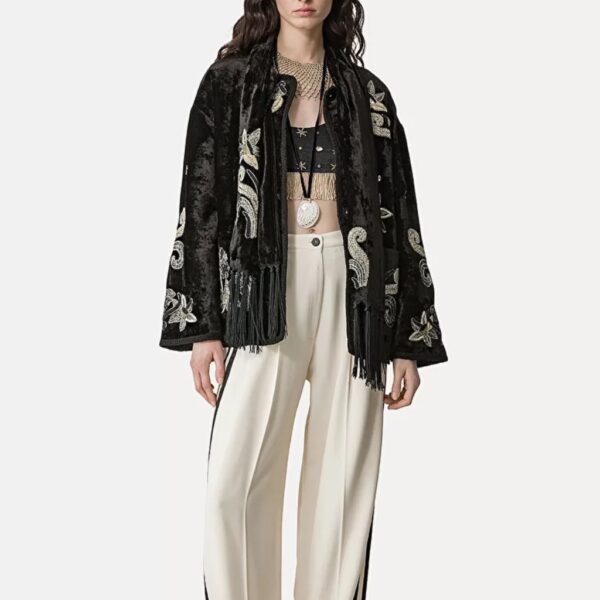 Black velvet embroidered jacket - FORTE-FORTE - Image 5