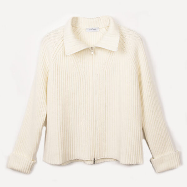 Cardigan zip off white - GRAN SASSO