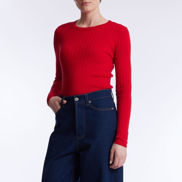 Sweater HENNY rib knit true red - ONE AND OTHER - Image 2