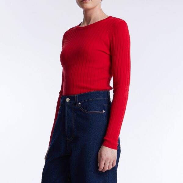 Sweater HENNY rib knit true red - ONE AND OTHER - Image 3